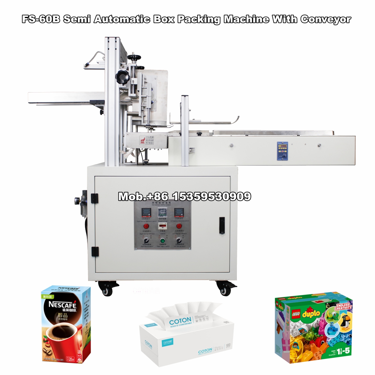 FS-60B Semi-Automatic Paper Box Gluing Machine with Conveyor